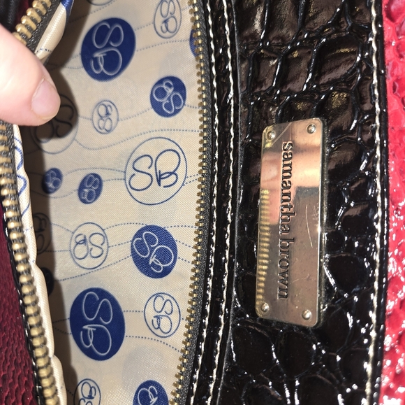 SAMANTHA BROWN - TOTE- Weekender - elegant Red and Black Croc Embossed Gold - Picture 16 of 16